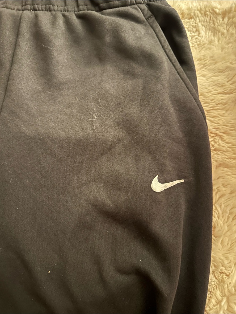 Nike Black Kids Sweatpants with White Swoosh